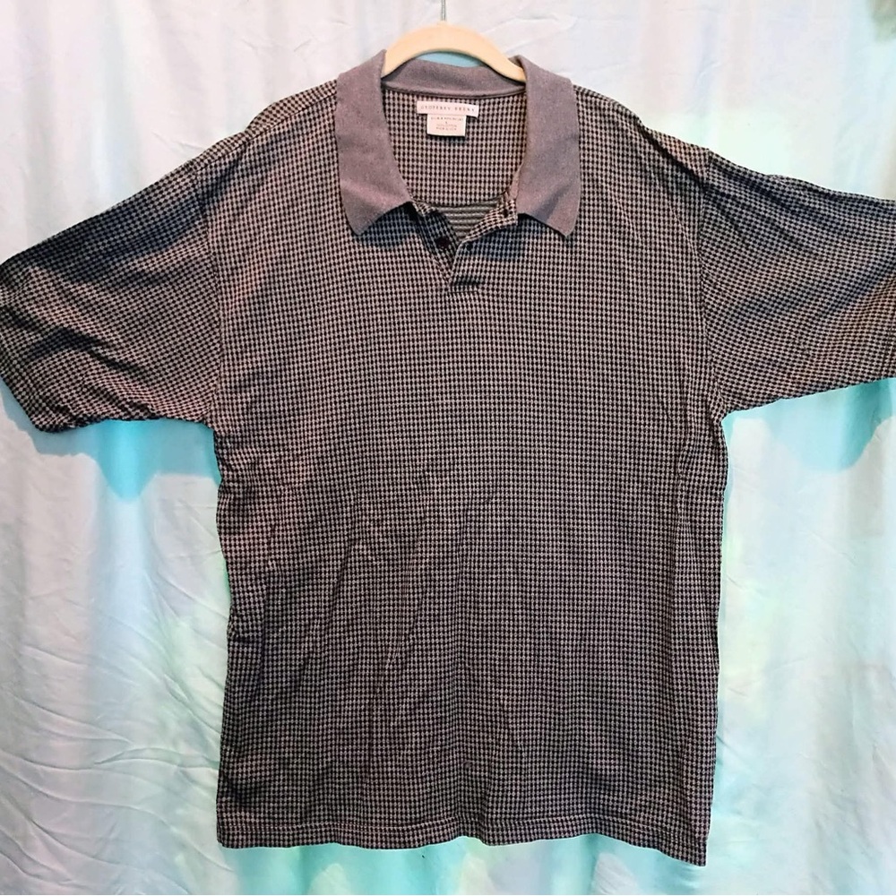 Geoffrey Beene Black and White Micro-Check Polo
